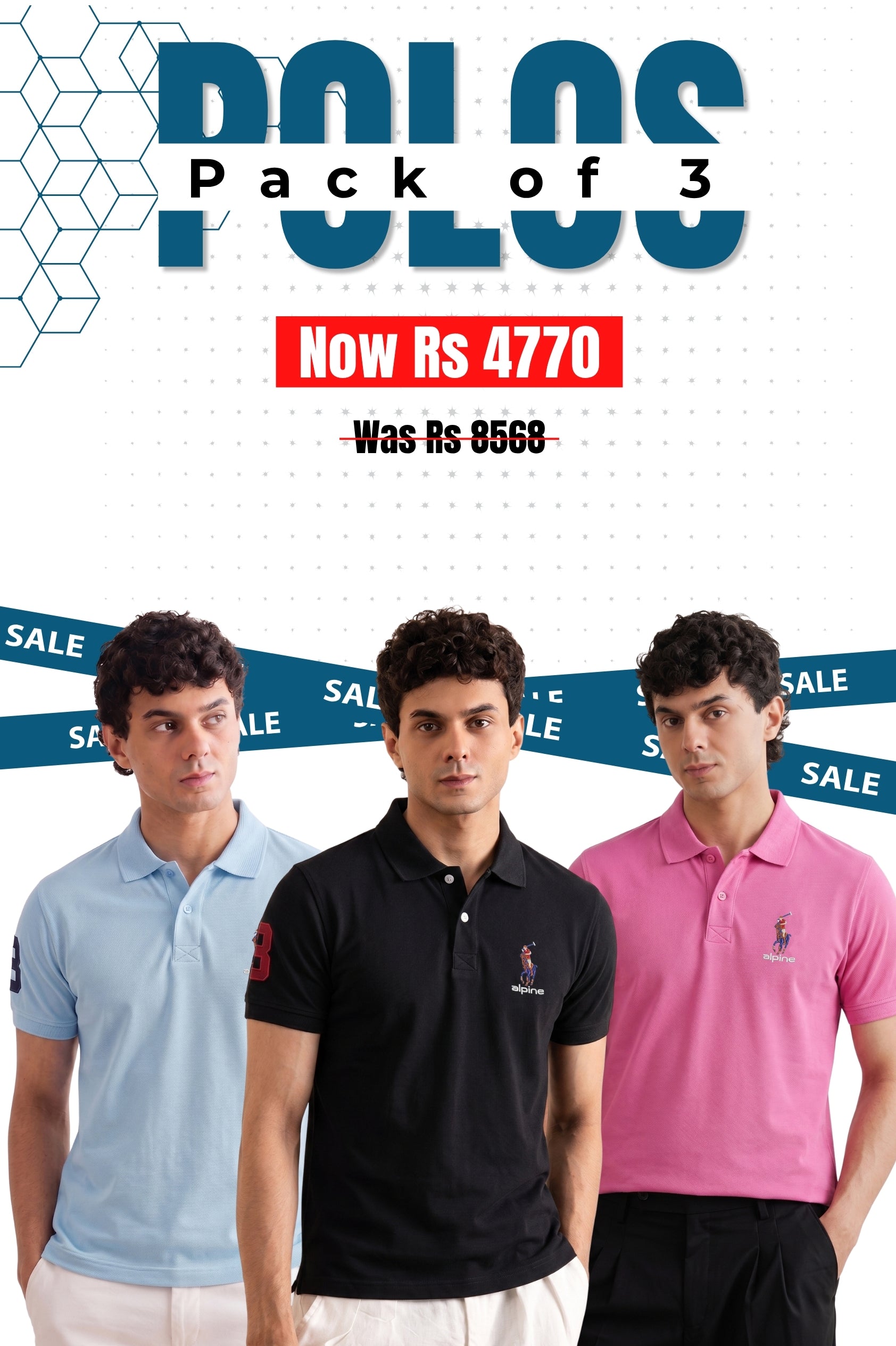 Alpine - Royal Rider Edition Polo Bundle Offer - Sky Blue, Black & Fuchsia