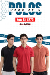 Alpine Men’s - Executive Fit Polo Bundle Offer - Black, Mustard & Red