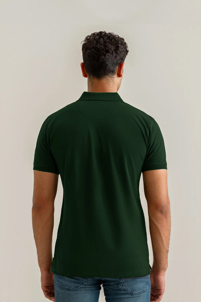 Forest Green Basic Polo Main Image