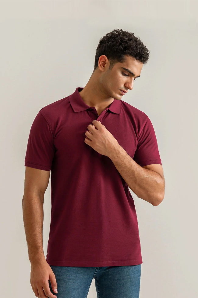 Maroon Basic Polo Hover Image