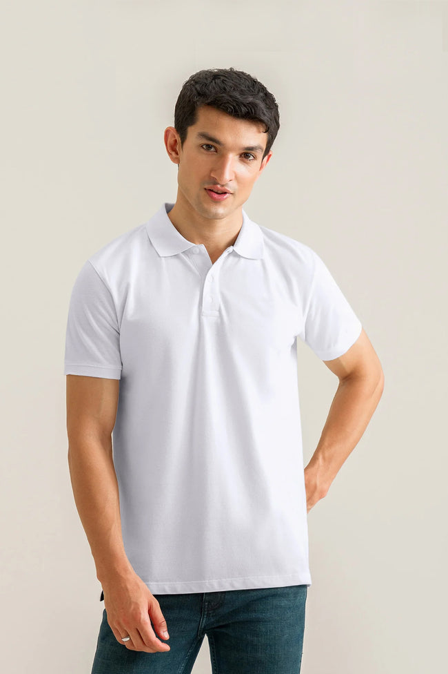 White Basic Polo Hover Image