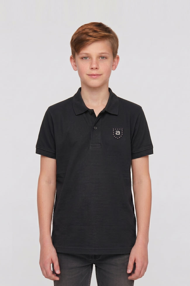 Alpine Kids Minimal Polo Black – Premium Quality Hover Image