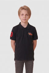 Alpine Kids Classic Polo Shirt Black – Premium Cotton