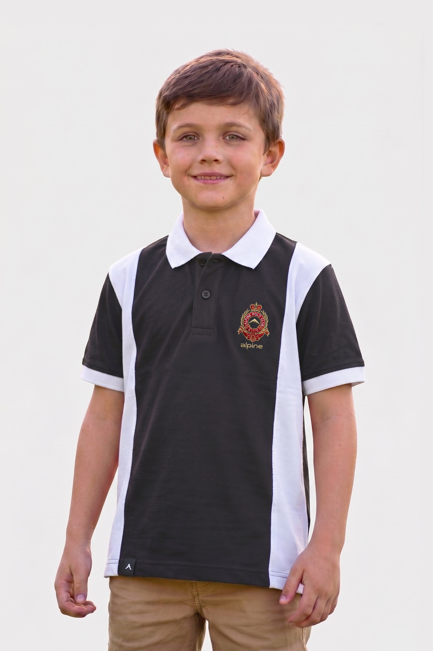 Alpine Kids Panel Polo Shirt Dark Grey – Premium Cotton