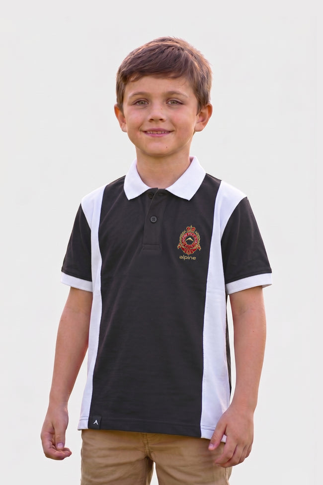 Alpine Kids Panel Polo Shirt Dark Grey – Premium Cotton Hover Image