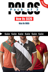 Alpine Men’s - Cross Edition Polo Bundle Offer - Dark Grey, Mustard & Red