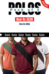 Alpine Men’s - Cross Edition Polo Bundle Offer - White, Mustard & Maroon
