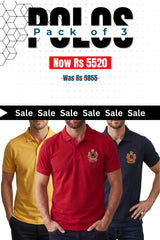 Alpine Men’s - Crown Edition Polo Bundle Offer - Navy Blue, Yellow & Red