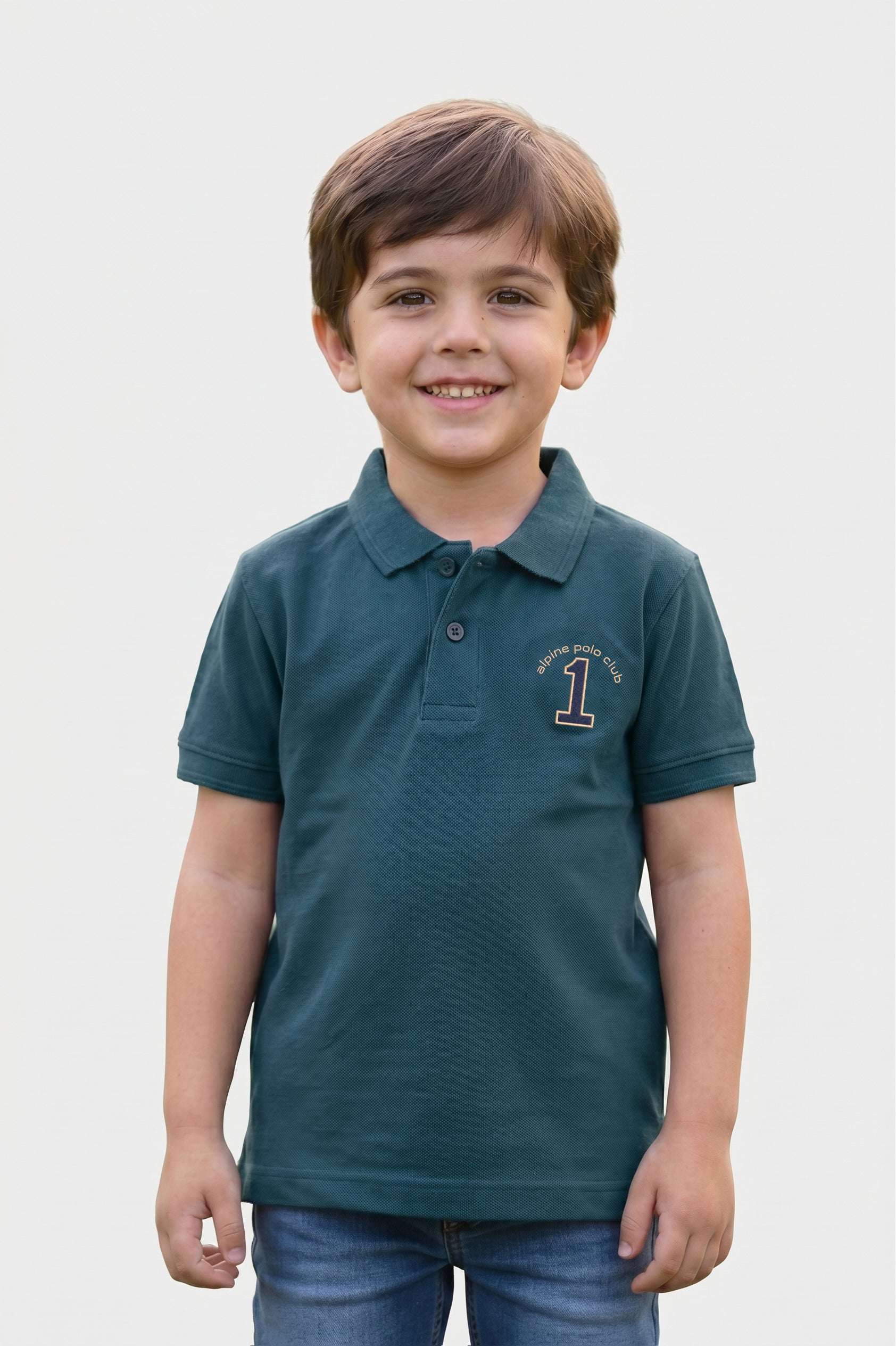 Alpine Kids Polo Shirt Dark Green  – Premium Cotton