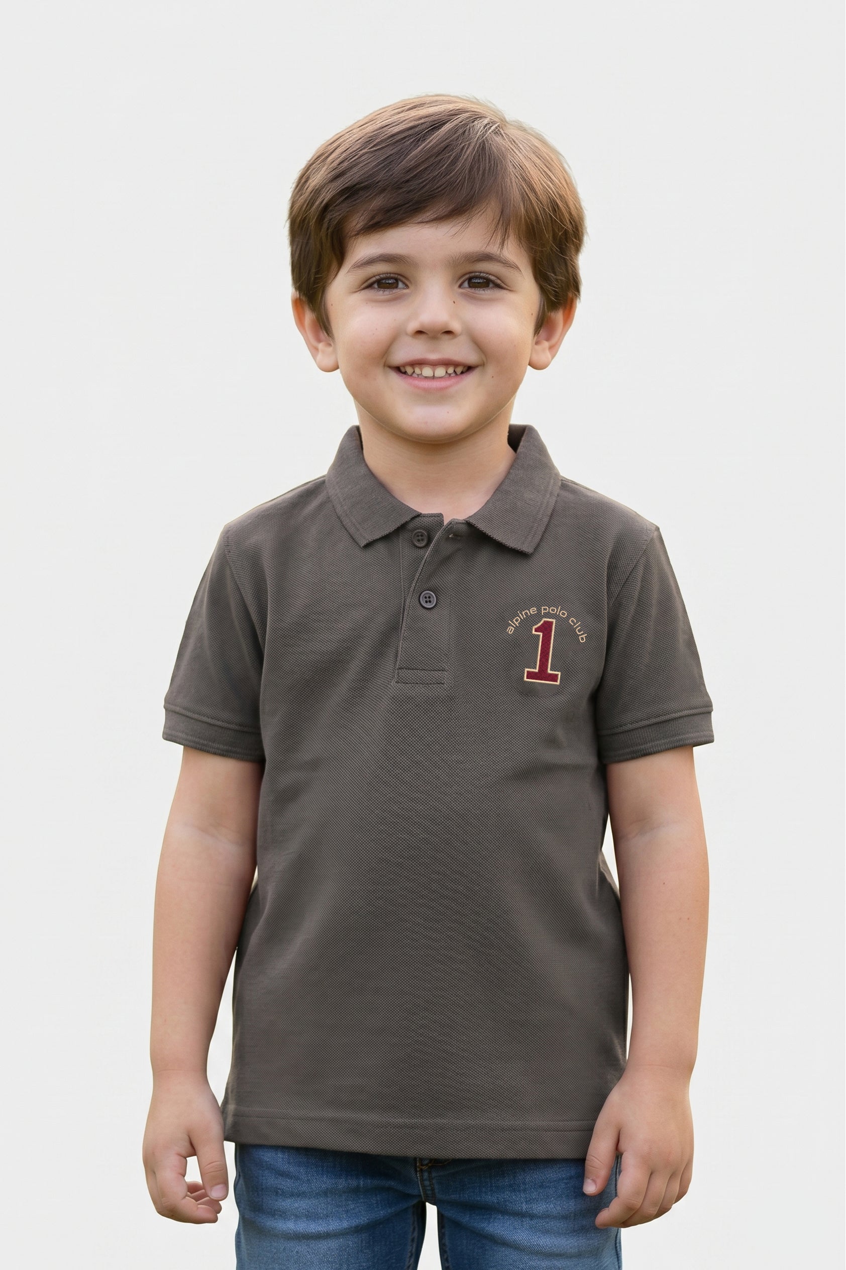 Alpine Kids Polo Shirt Dark Grey – Premium Cotton
