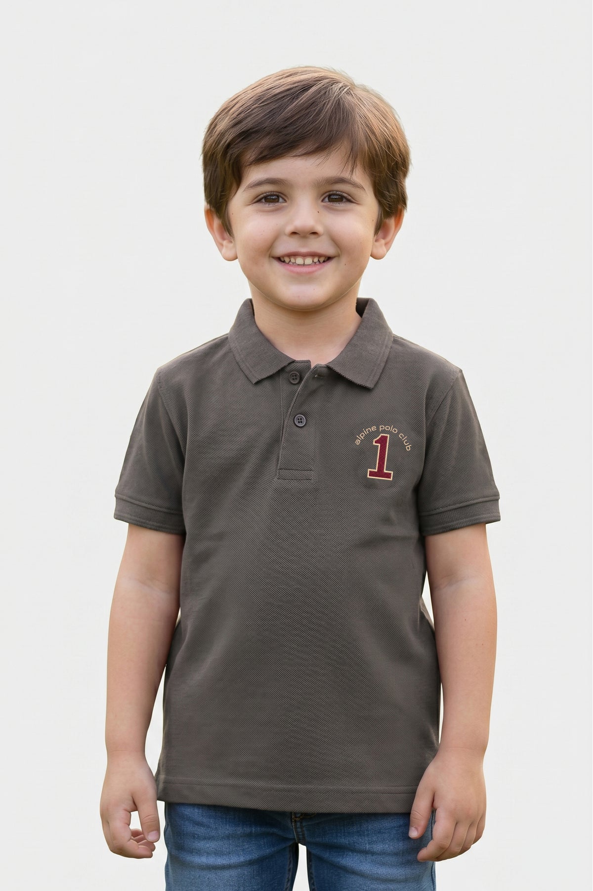 Alpine Kids Polo Shirt Dark Grey – Premium Cotton