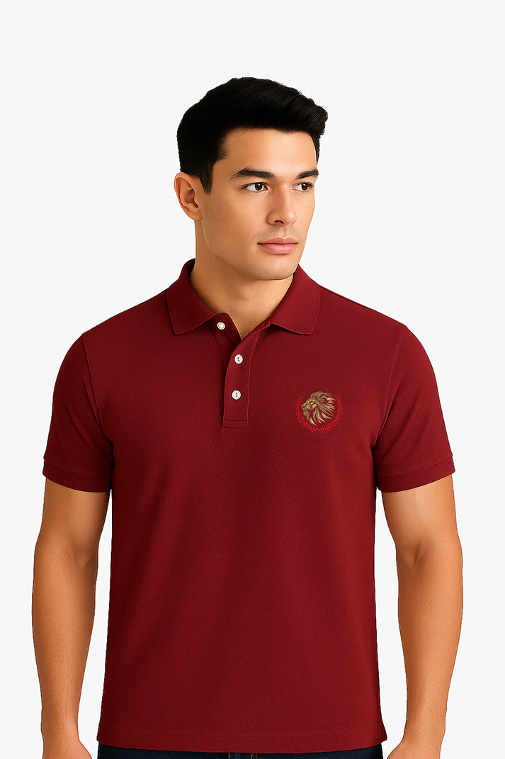Maroon Basic Lion Polo