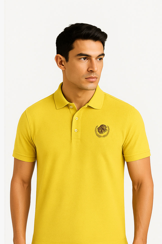 Yellow Basic Lion Polo Hover Image