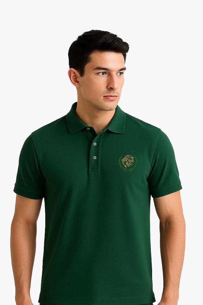 Green Basic Lion Polo Hover Image