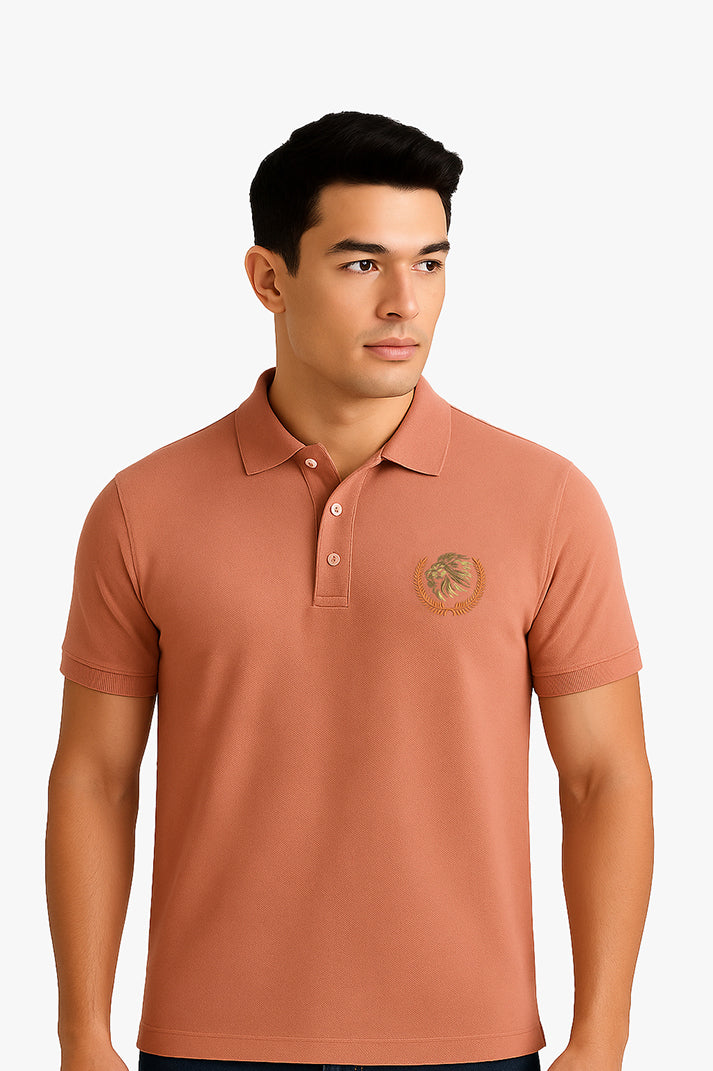 Orange Basic Lion Polo