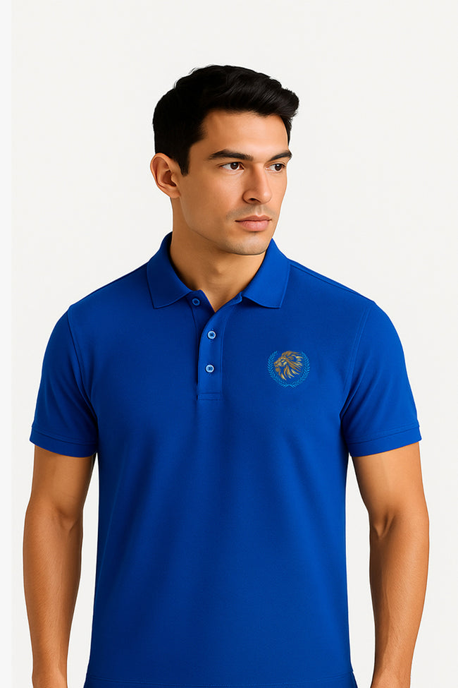 Blue Basic Lion Polo Hover Image