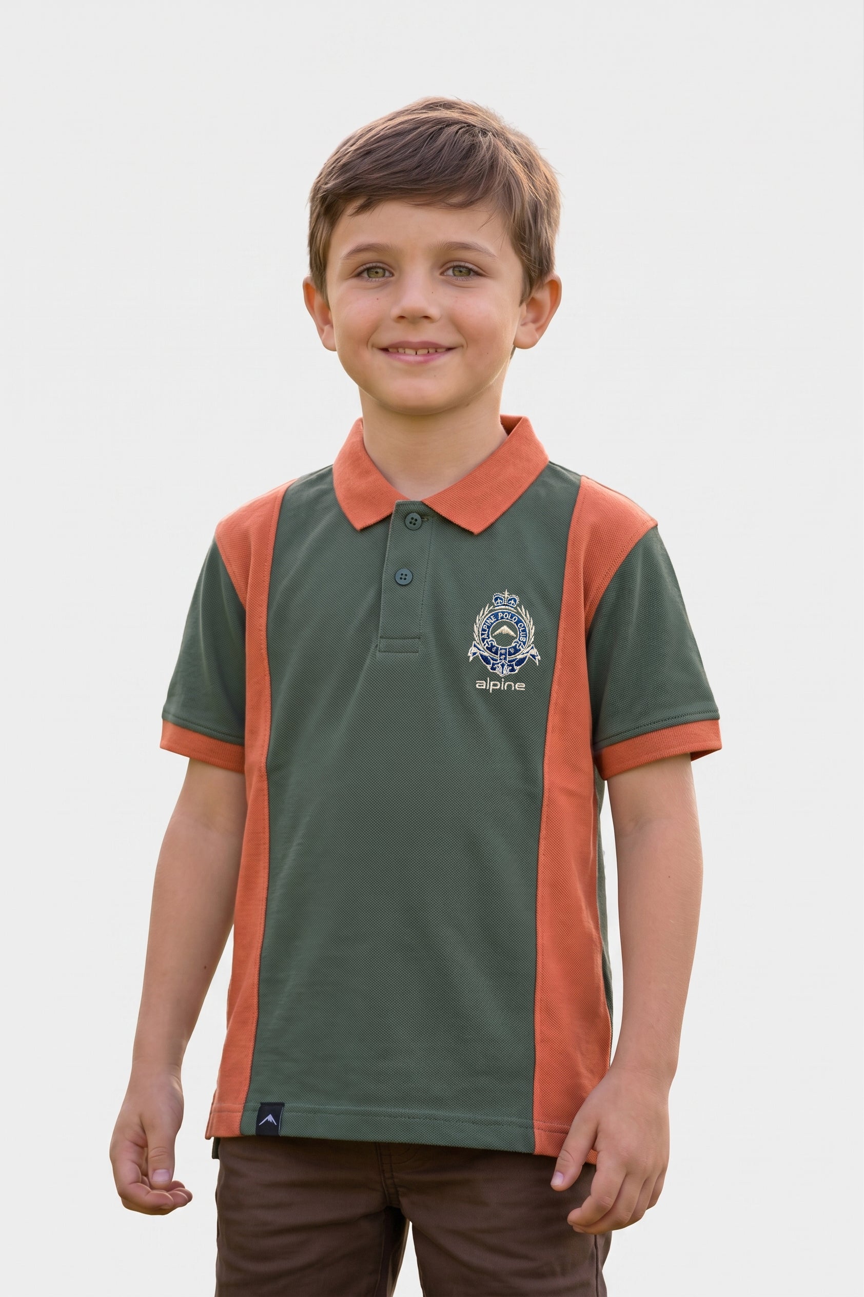 Alpine Kids Panel Polo Shirt Light Green – Premium Cotton
