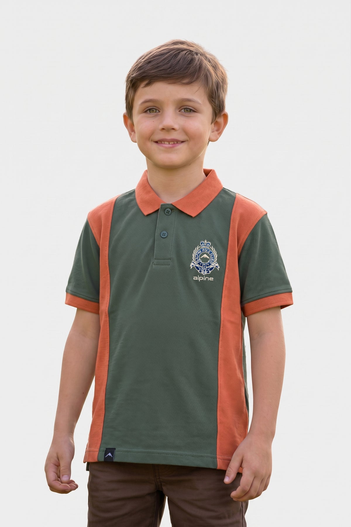 Alpine Kids Panel Polo Shirt Light Green – Premium Cotton
