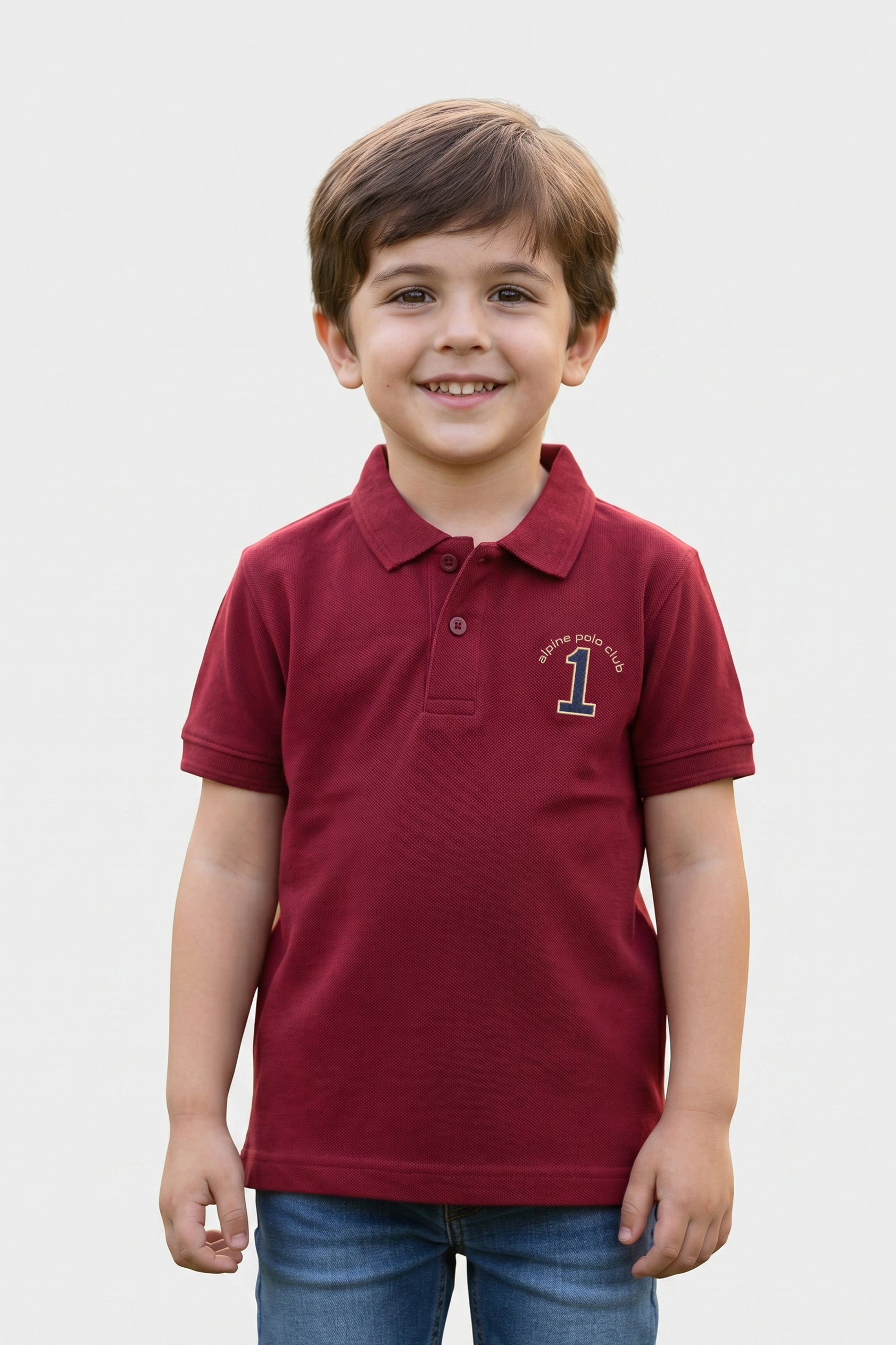 Alpine Kids Polo Shirt Maroon – Premium Cotton