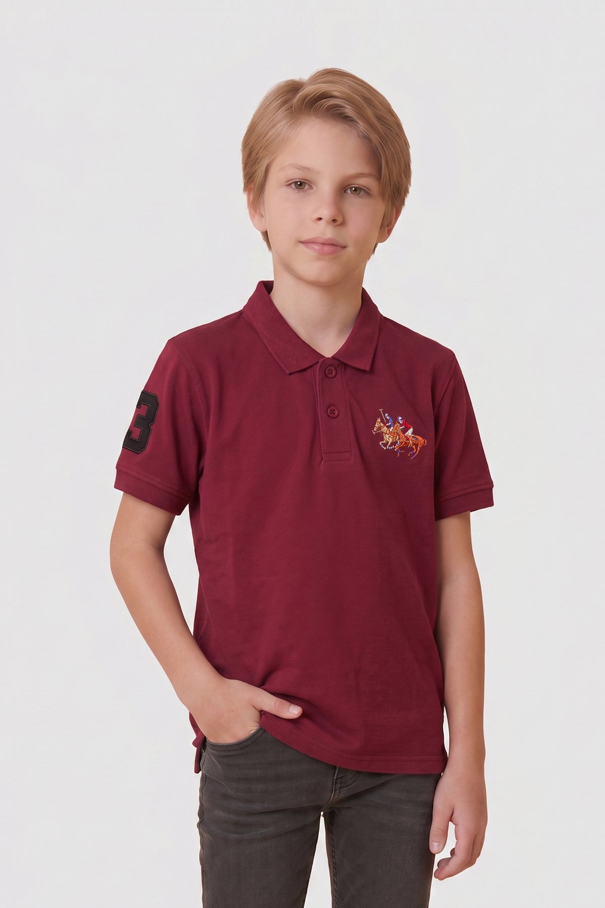 Alpine Kids Classic Polo Shirt Maroon – Premium Cotton
