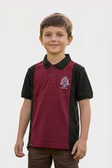 Alpine Kids Panel Polo Shirt Maroon – Premium Cotton