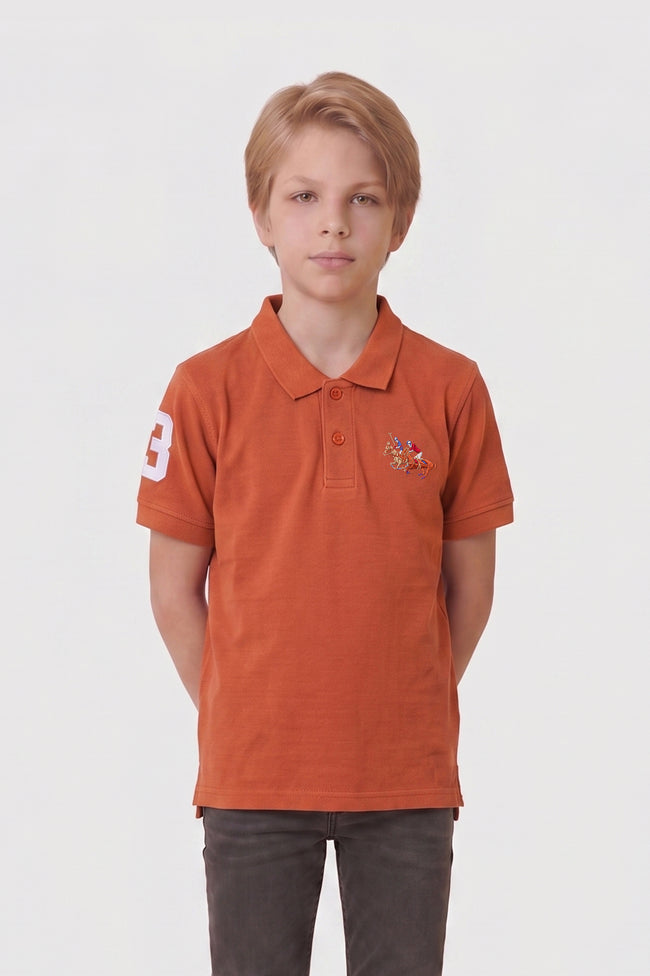 Alpine Kids Classic Polo Shirt Mustard – Premium Cotton Hover Image