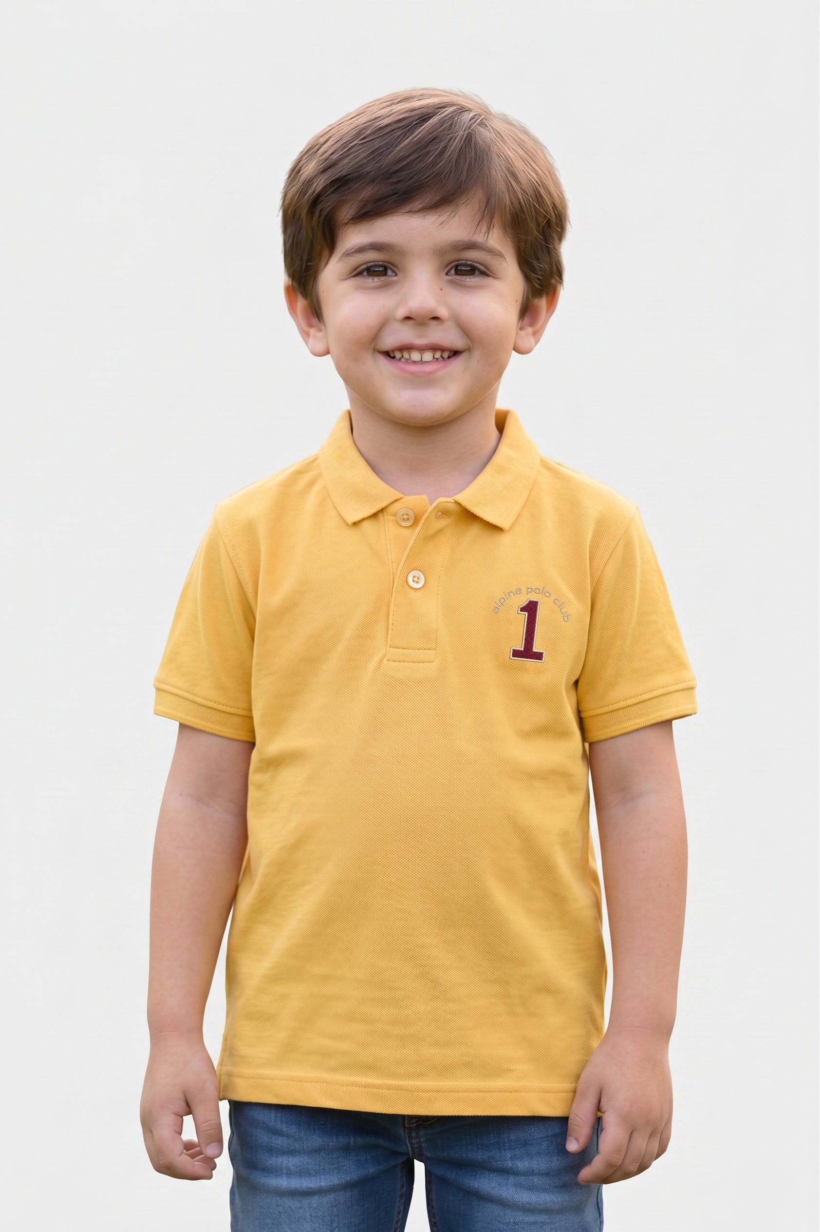 Alpine Kids Polo Shirt Yellow – Premium Cotton