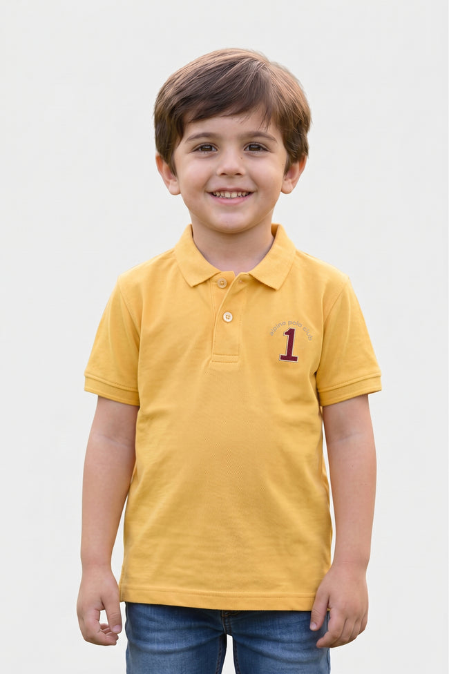 Alpine Kids Polo Shirt Yellow – Premium Cotton Hover Image