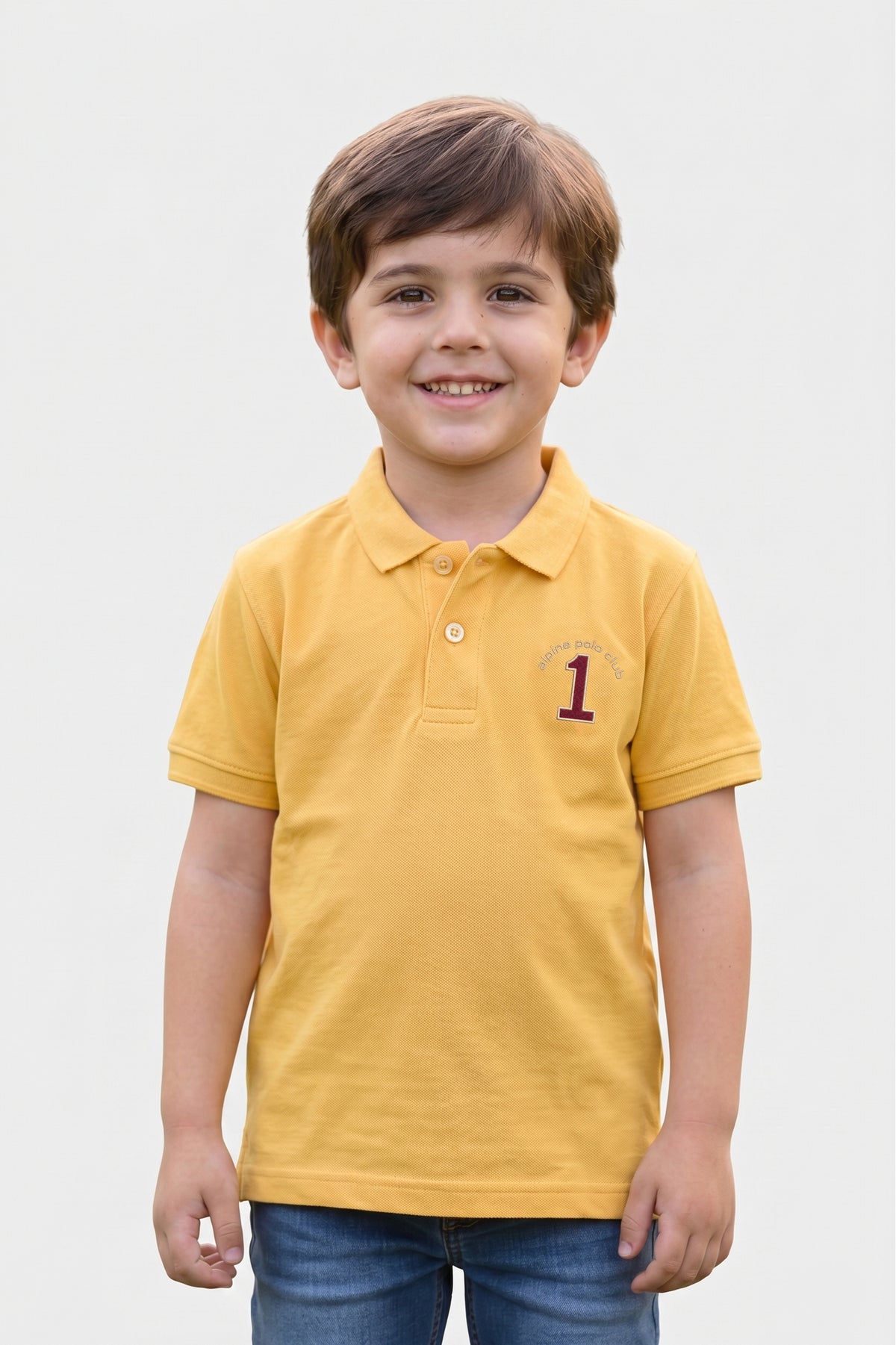 Alpine Kids Polo Shirt Yellow – Premium Cotton