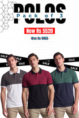 Alpine Men’s - Dual Tone Edition Polo Bundle Offer - White, Black & Navy Blue
