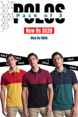 Alpine Men’s - Dual Tone Edition Polo Bundle Offer - Yellow, Black & Dark Green