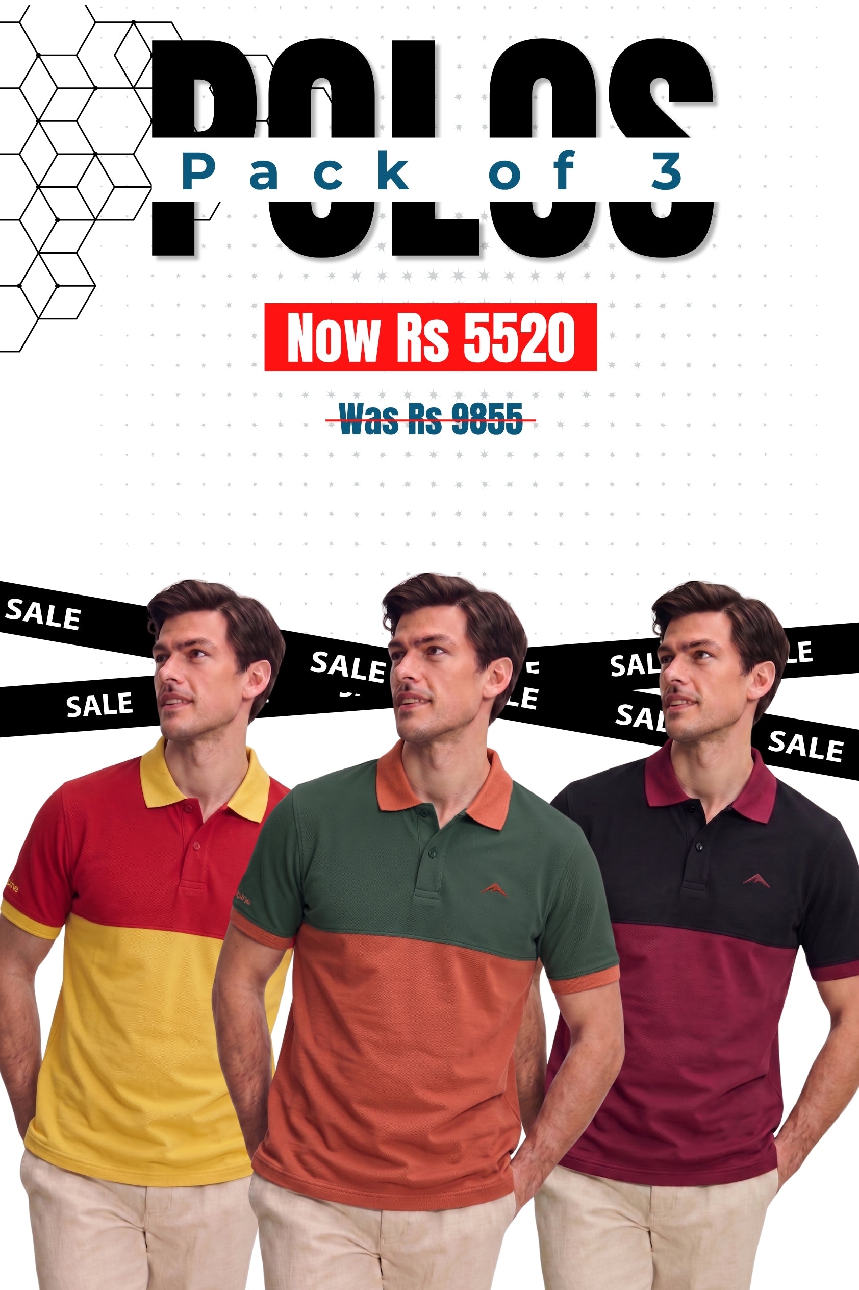 Alpine Men’s - Dual Tone Edition Polo Bundle Offer - Yellow, Mustard & Maroon